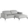 1,5-SITZER ECKSOFA mit Longchair - Hellgrau/Schwarz, Textil/Metall (232/180cm) - home24