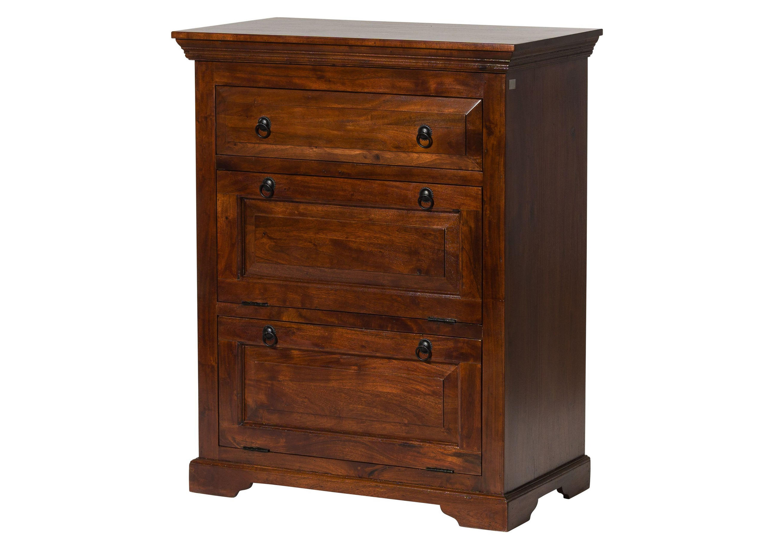 KOMMODE Akazie 80x45x100 nougat lackiert OXFORD #904 - Dunkelbraun, Holz (80/100/45cm) - Massivmoebel24