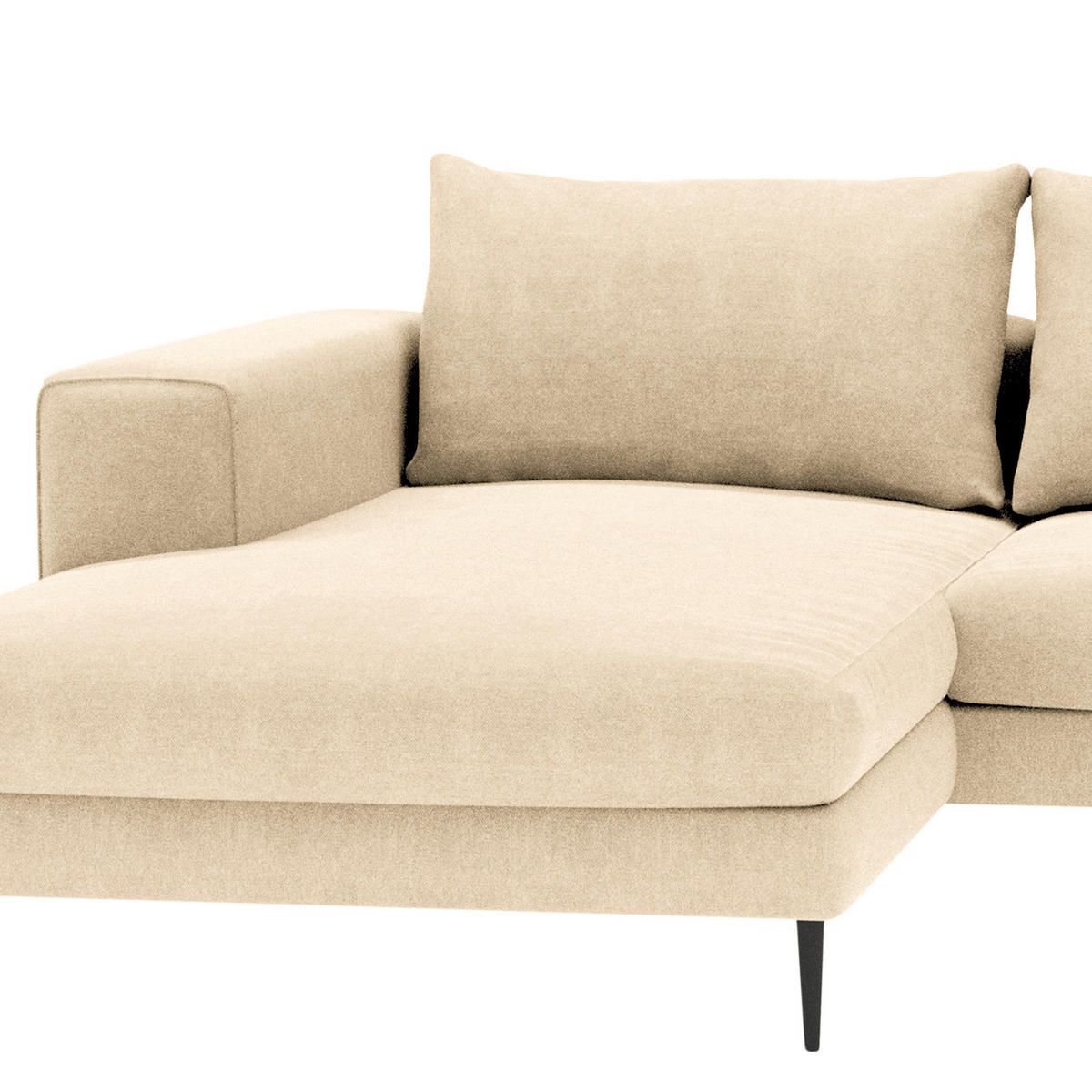 ECKSOFA mit Longchair Small - Schwarz Hochglanz/Beige, Textil/Metall (275/170cm) - home24
