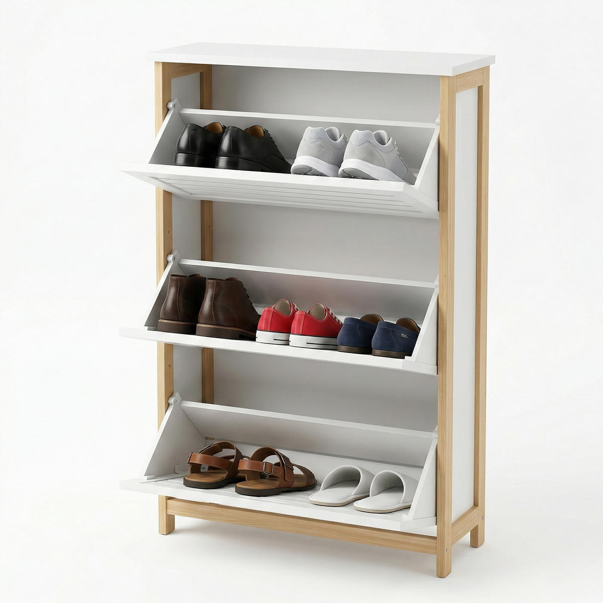 BOTNÍK - biela, drevo/kompozitné drevo (53/108.5/19cm) - Relaxdays