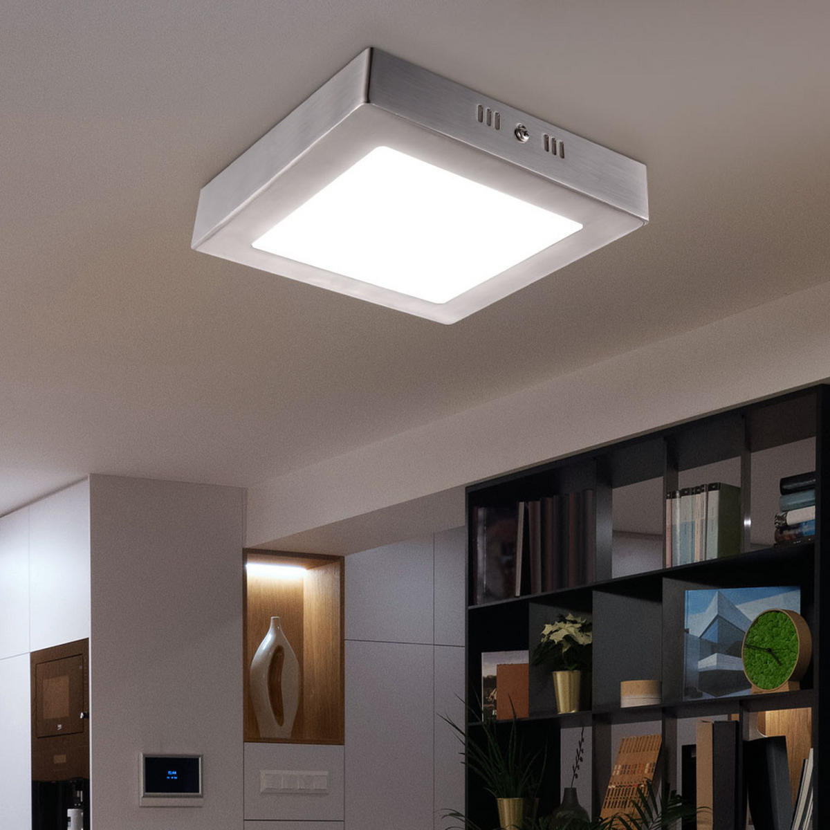 LED DECKENLEUCHTE Metall Silber 2er Set - Silberfarben, Glas (12/12/4cm) - Globo Lighting