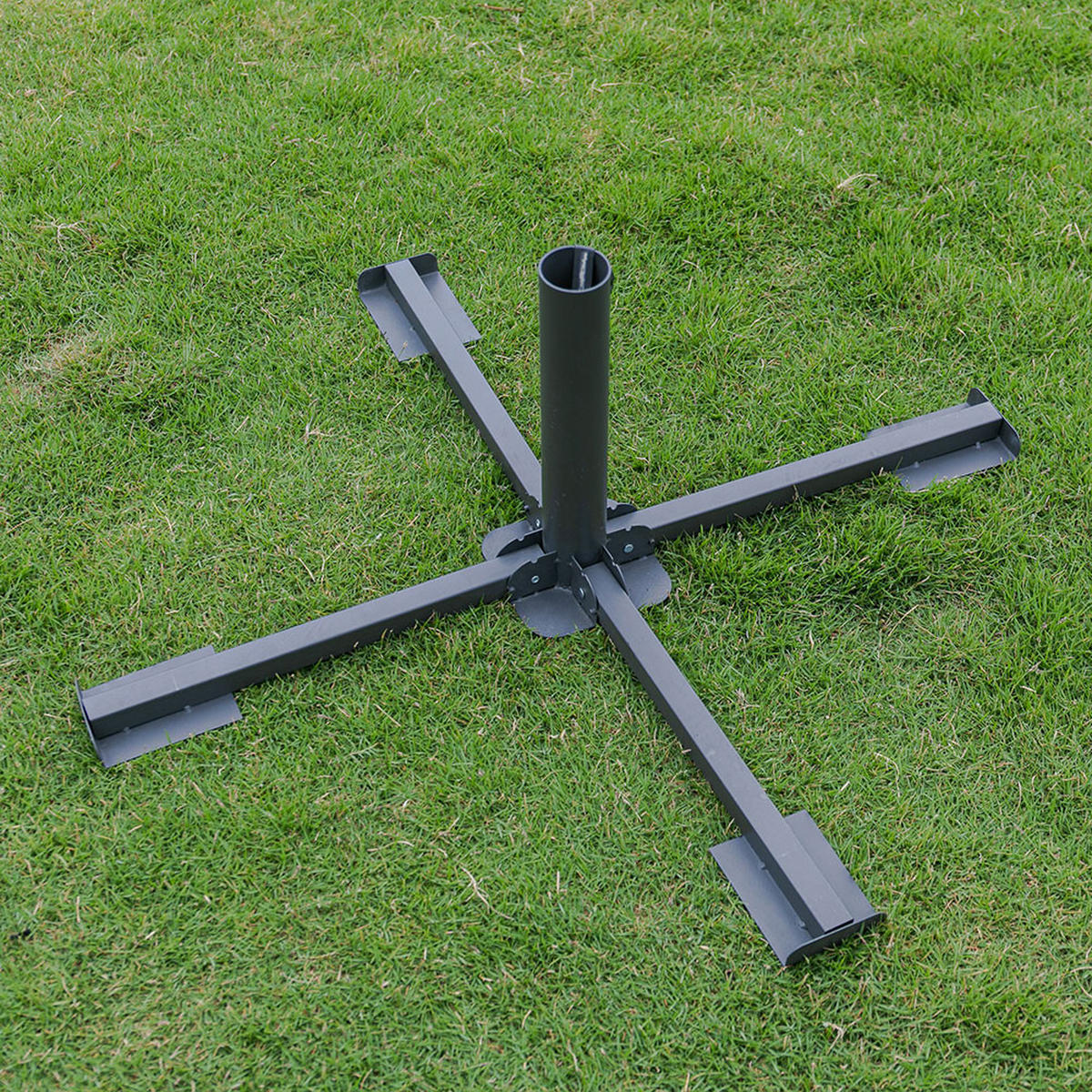SONNENSCHIRM-KREUZSTÄNDER klappbar aus Edelstahl in Grau zusammenklapp platzsparend wetterfest und robust 86 × 86 × 33 cm 1,5kg - Grau, Metall (86/86cm) - Livingandhome