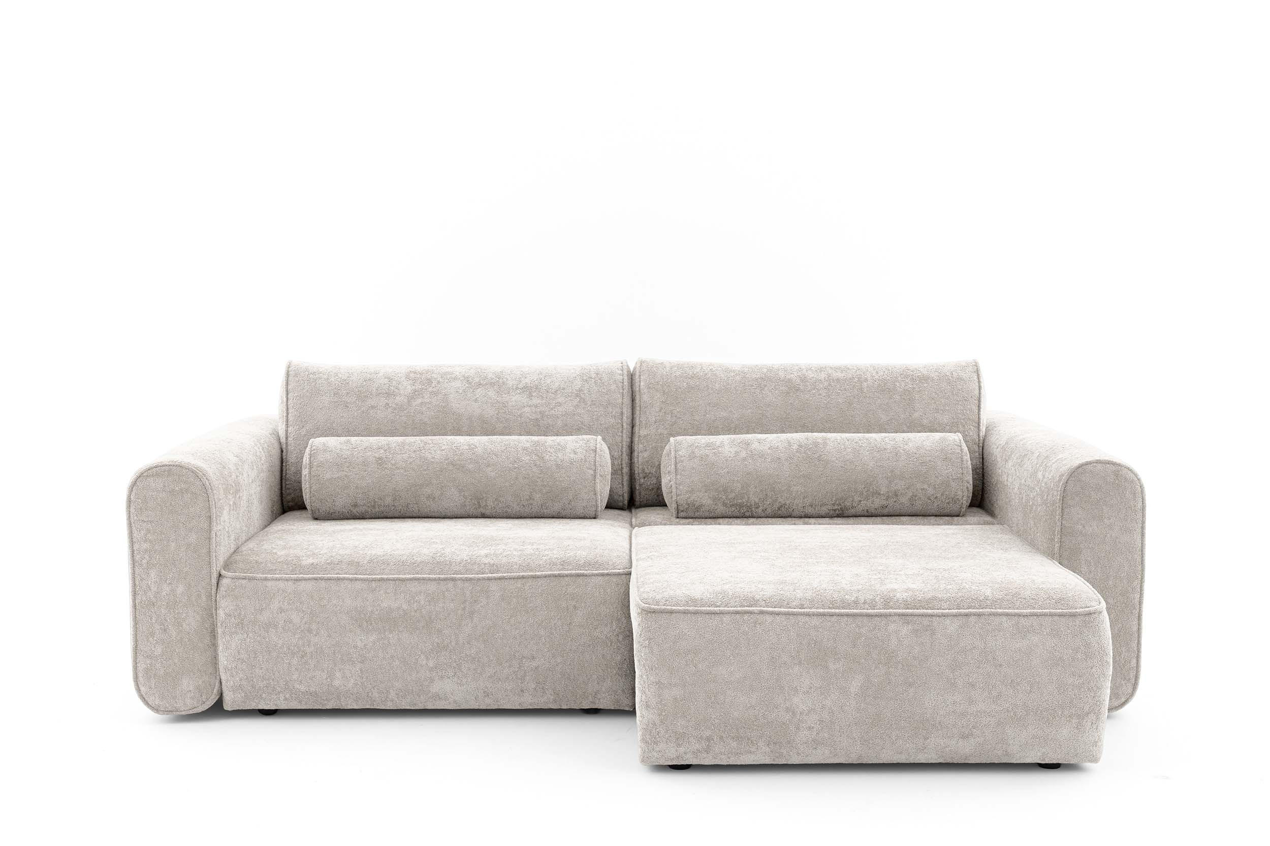 ECKSOFA Motion mit Schlaffunktion Funktional 3-sitzer Sofa - Beige, Textil (250/120cm) - Muffo