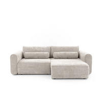 ECKSOFA MOTION mit Schlaffunktion 130x200 Webstoff Beige - Beige/Schwarz, Holz/Textil (250/120cm) - Muffo