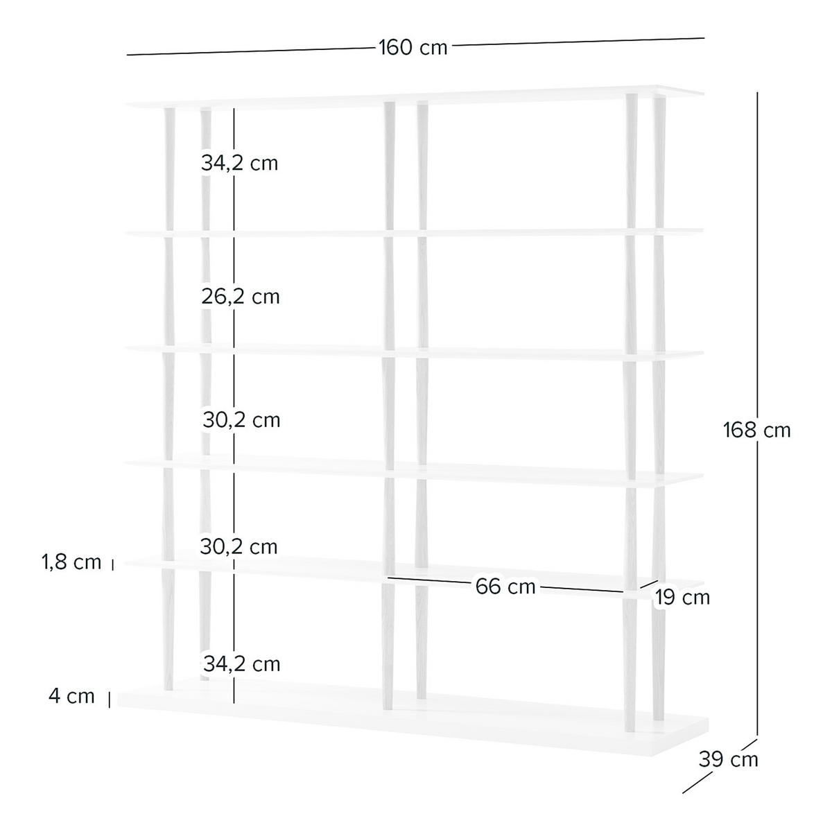 REGAL - Weiß, Holz (160/168/39cm) - home24