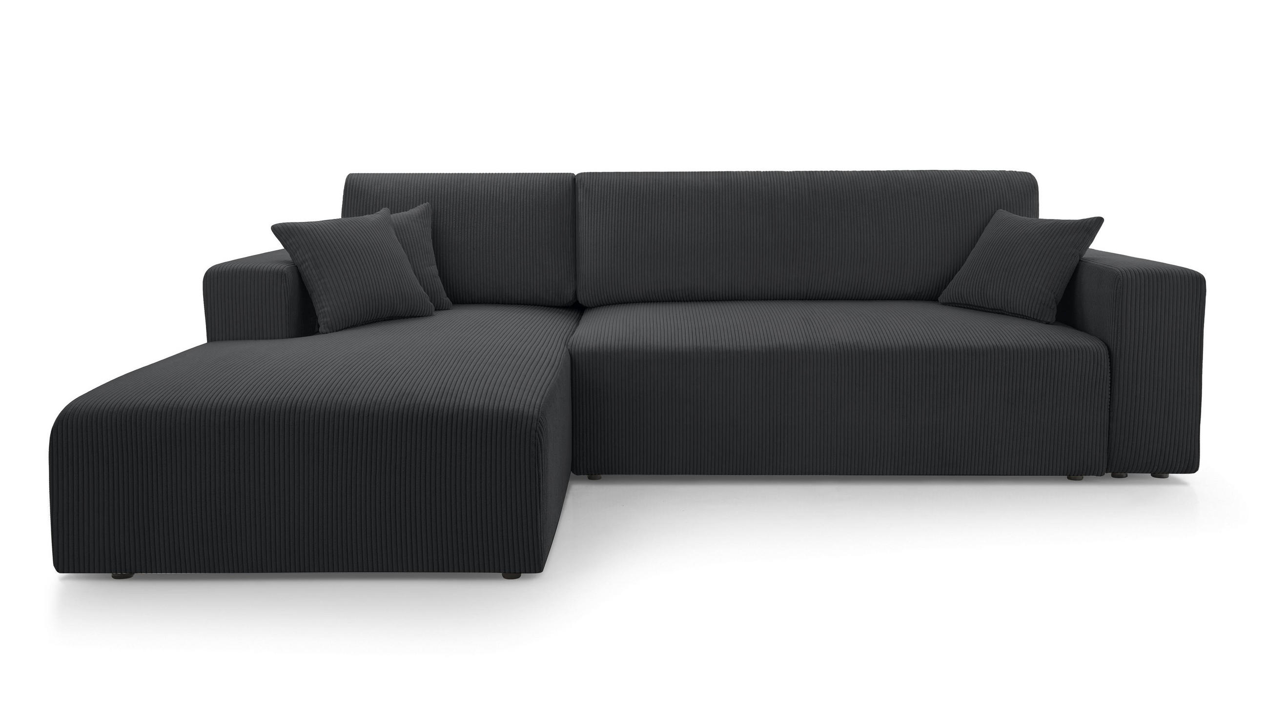 ECKSOFA L Form Catea Dunkelgrau 279/145/84 cm Links mit Schlaffunktion - Dunkelgrau/Schwarz, Kunststoff/Textil (145/279cm) - AX Living