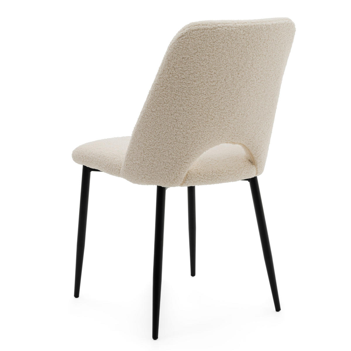 STUHL ORO gepolsterter mit Steppung - hellbeige - Boucle - Ecru/Schwarz, Textil/Metall (47/91/55cm) - NEW HOME
