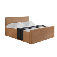 BOXBETT mit Matratze H4 und Lattenrost - TOLO-Z - 160x200 Cord - Rotbraun - Rotbraun, Holzwerkstoff (160/200cm) - ALTDECOR