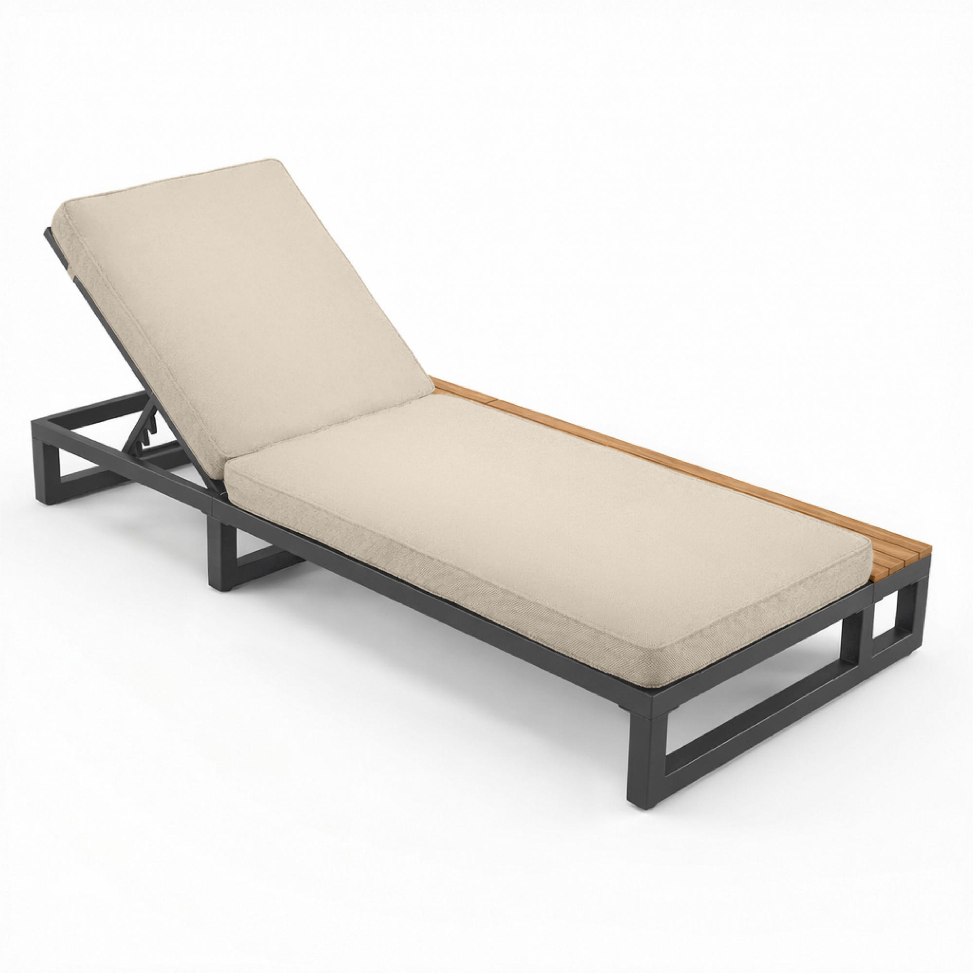 SONNENLIEGE aus Metall 184x79,5x73 cm in Beige mit 4-stufig verstellbarer Rückenlehne - Beige, Metall (79.5/73/184cm) - Modfu