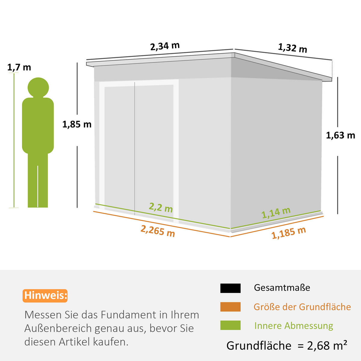 GARTENHAUS Dunkelgrau 234.0/132.0/185.0cm - Dunkelgrau, Metall (132/185/234cm)