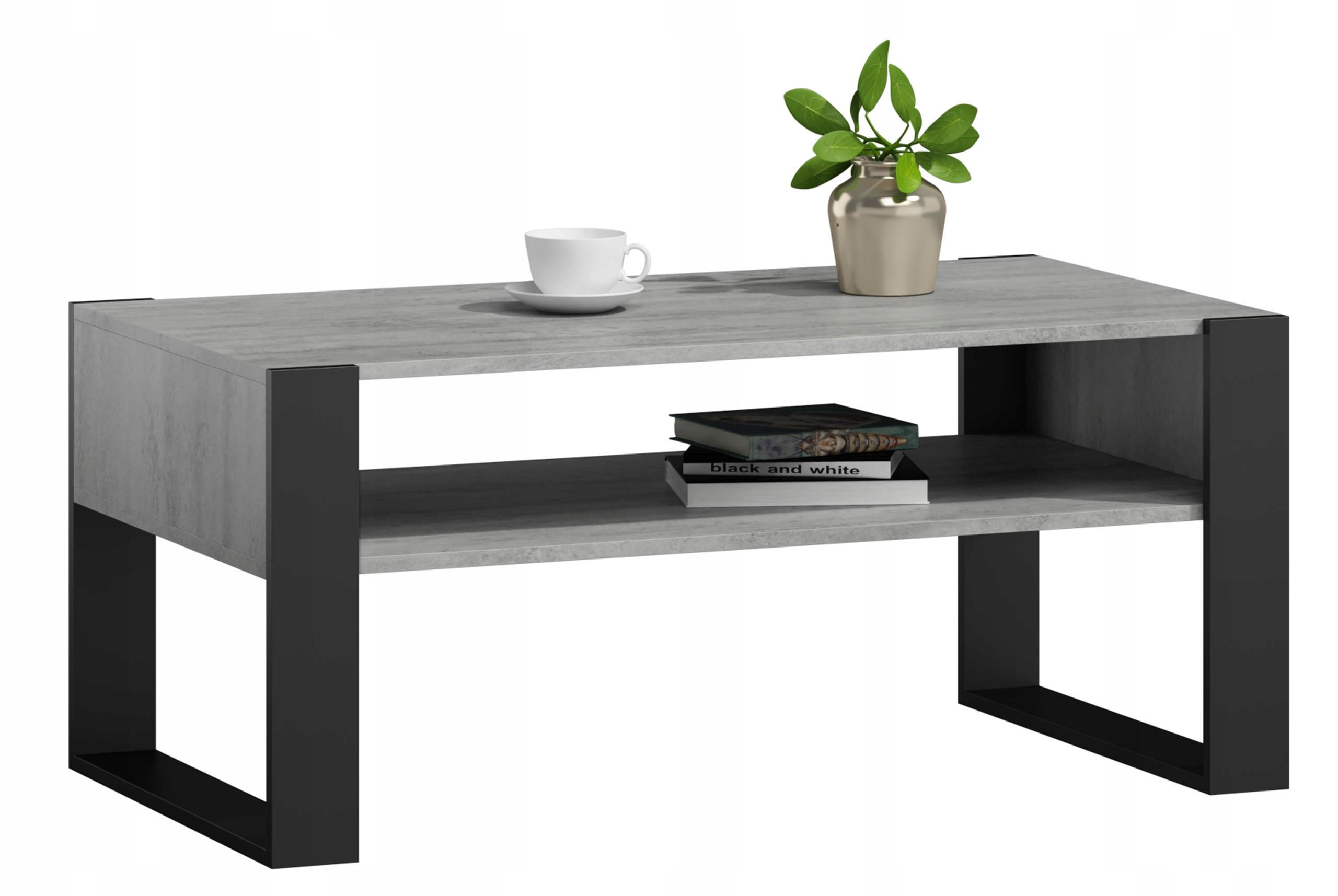 COUCHTISCH KAJA Beton-Schwarz 120/63,6/50 cm - Dunkelgrau, Holzwerkstoff (63.6/120/50cm) - Matkam Möbel
