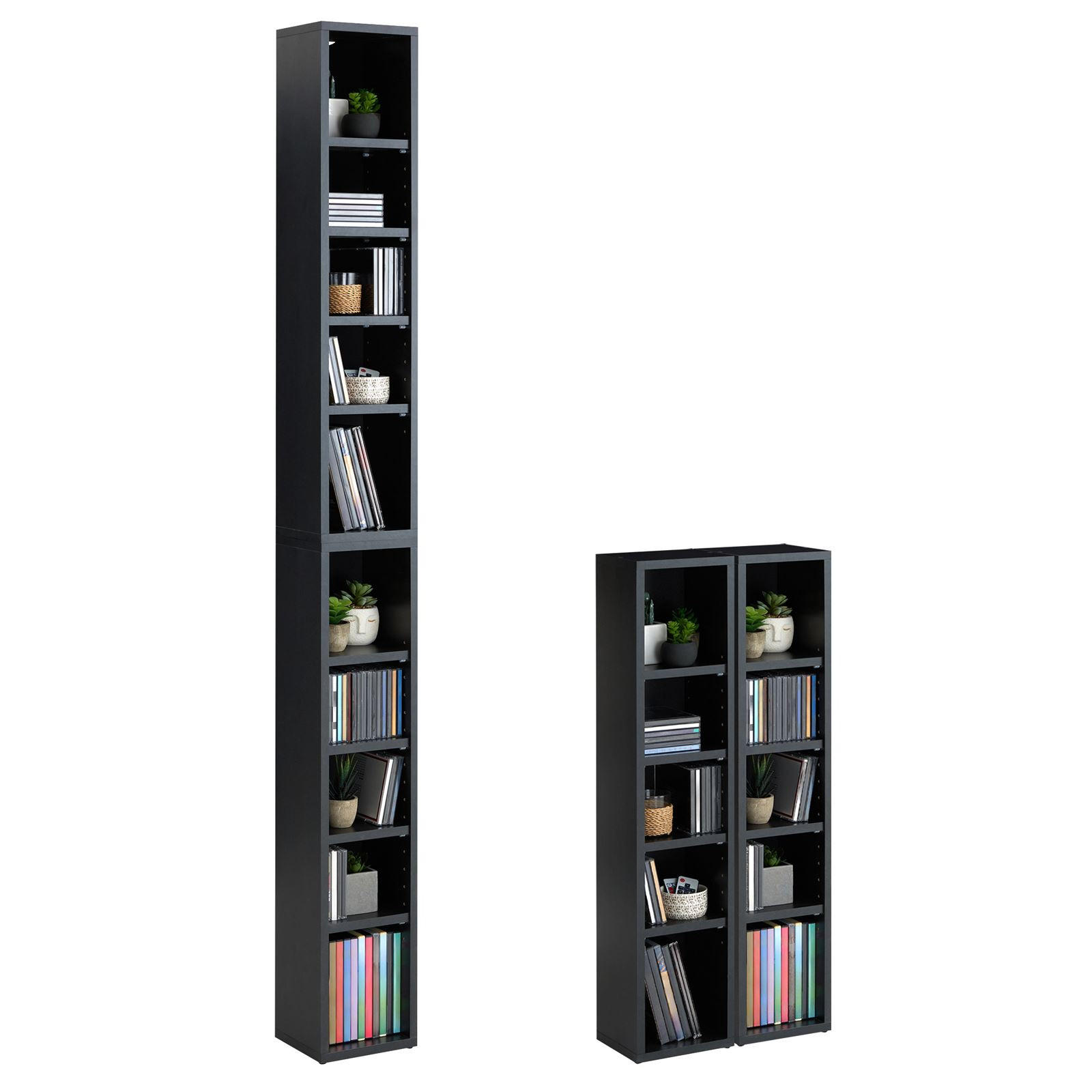 CARO-Möbel Cd/Dvd- Dunkelgrau 20x186x17 cm