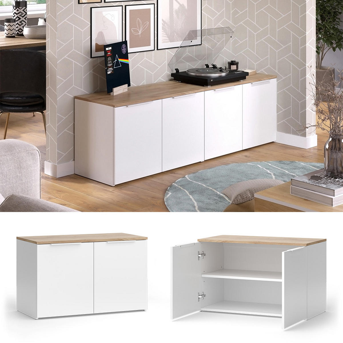 ŽIVÁ STĚNA Wido Bílá/Sonoma - bílá/Sonoma dub, kompozitní dřevo (80/50/40cm) - Vicco