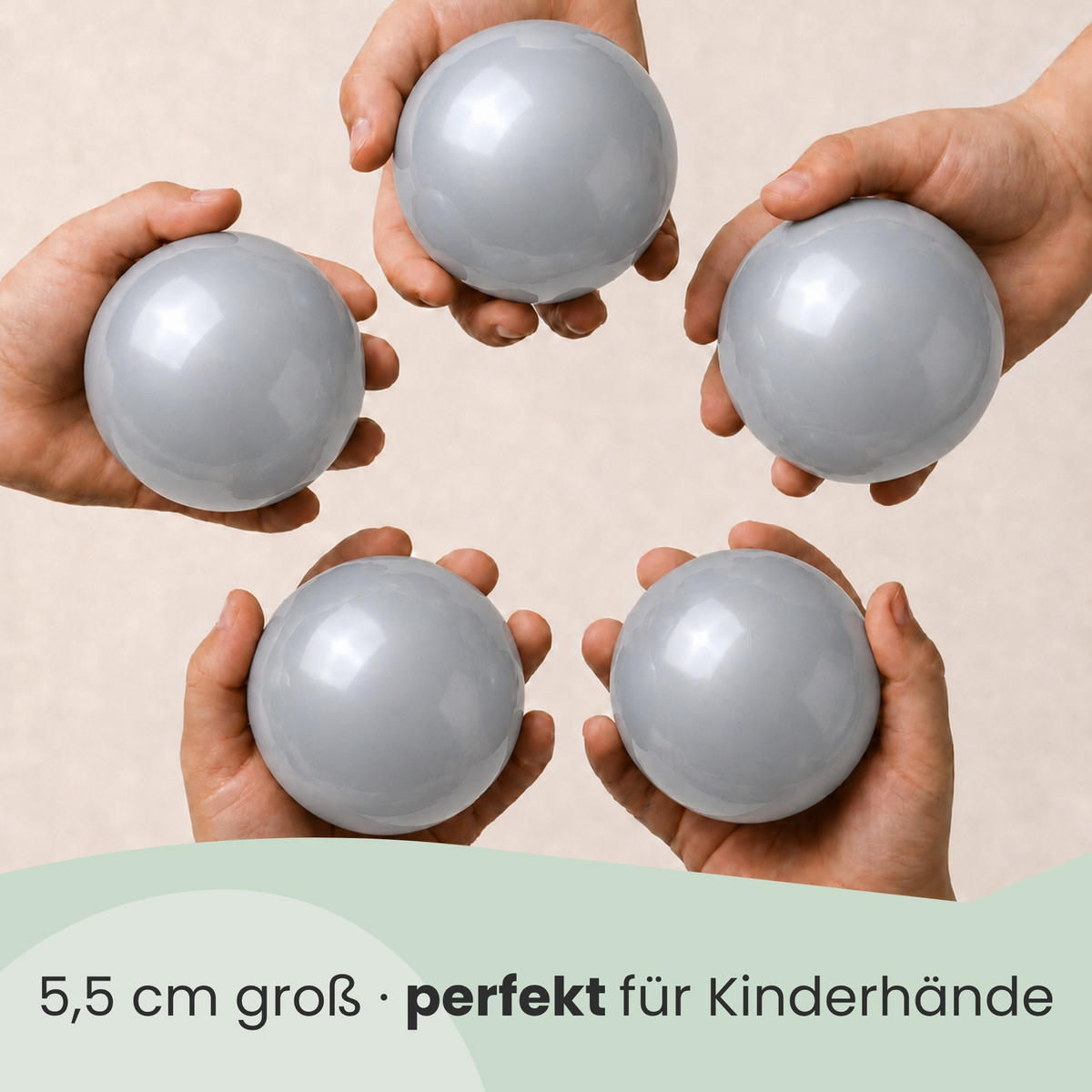 BÄLLEBAD-BÄLLE 50 Stück, Siber/Grau, 5.5 cm - Silberfarben, Kunststoff (5.5/5.5/5.5cm) - Littletom