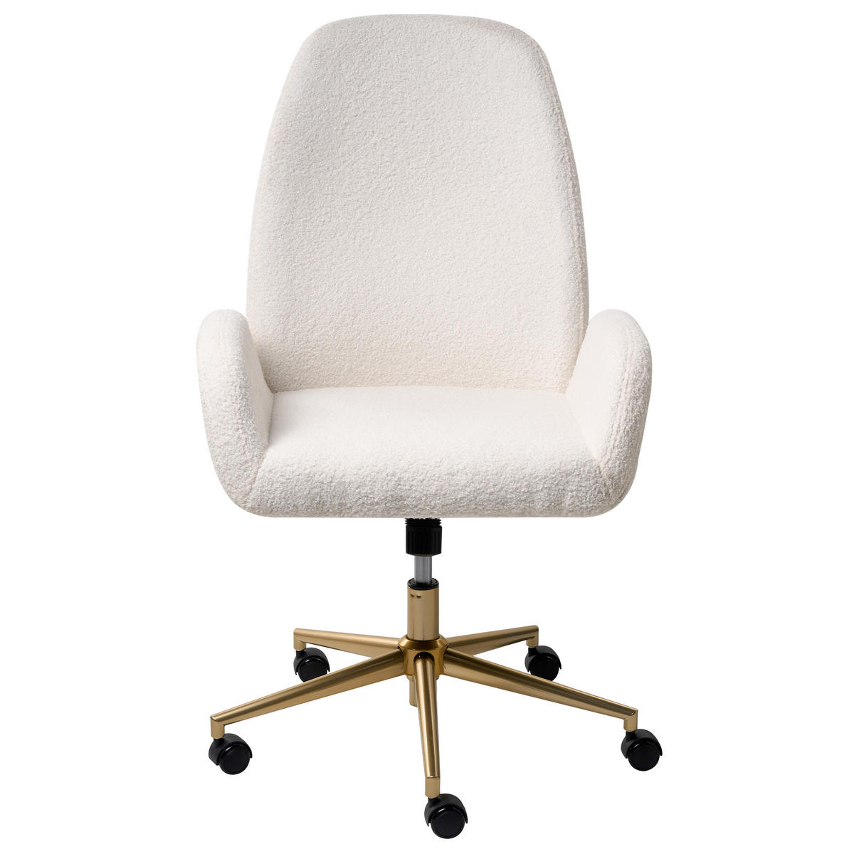 BÜROSTUHL Bouclé Weiß Clare - Weiß, Textil (62/100/64cm) - Beliani