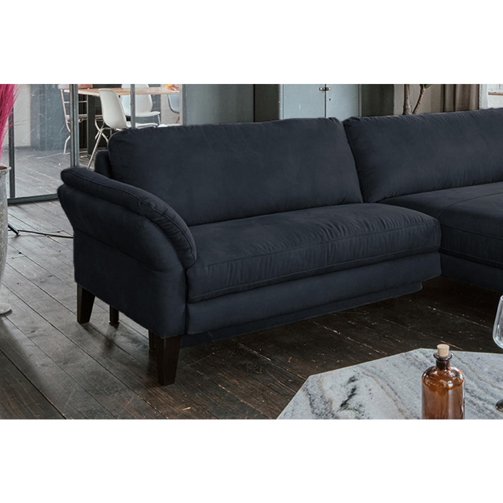 Thumbnail - Kawola Ecksofa, Schwarz, Textil, Echtholz,Buche, 3-Sitzer, Füllung: Kaltschaum, Ottomane rechts, L-Form, eckig, 302x175 ...