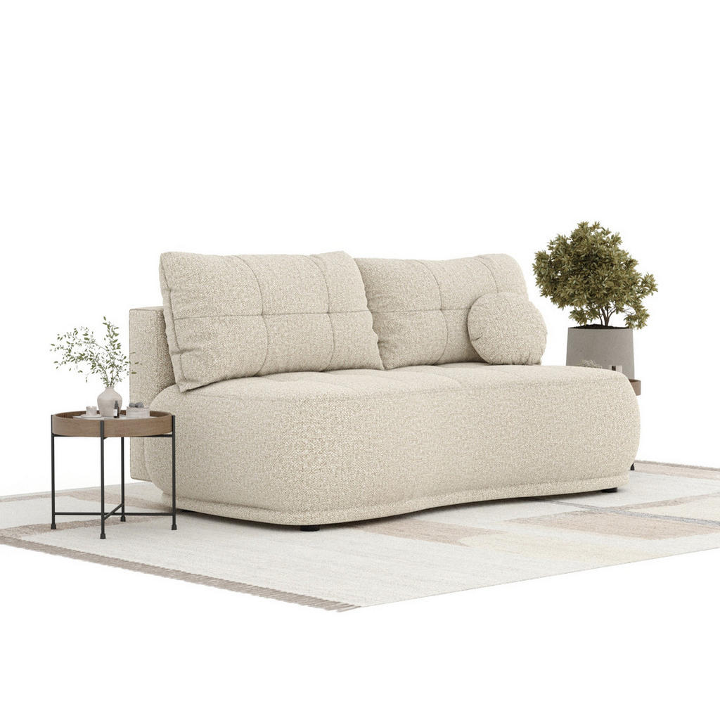 Thumbnail - Maison de Reve Schlafsofa, Beige, Textil, 3-Sitzer, Füllung: Schaumstoff, Rundrohr, 206x95x105 cm, Oeko-Tex® Standard 10...