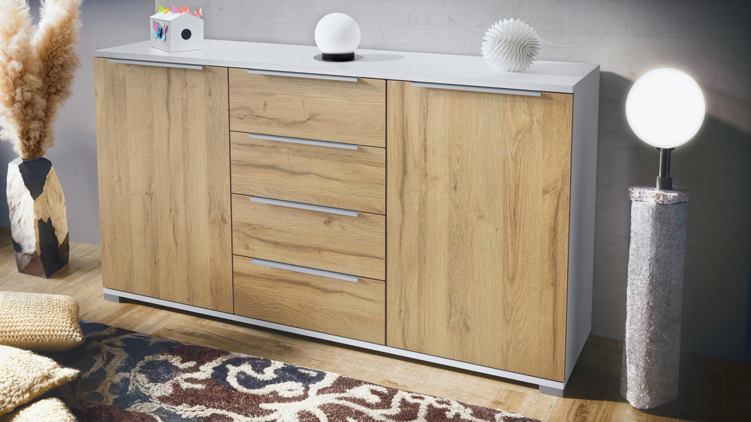 SIDEBOARD Linio Eiche Natur - Eichefarben, Holzwerkstoff (138.5/75.5/35cm) - Vladon