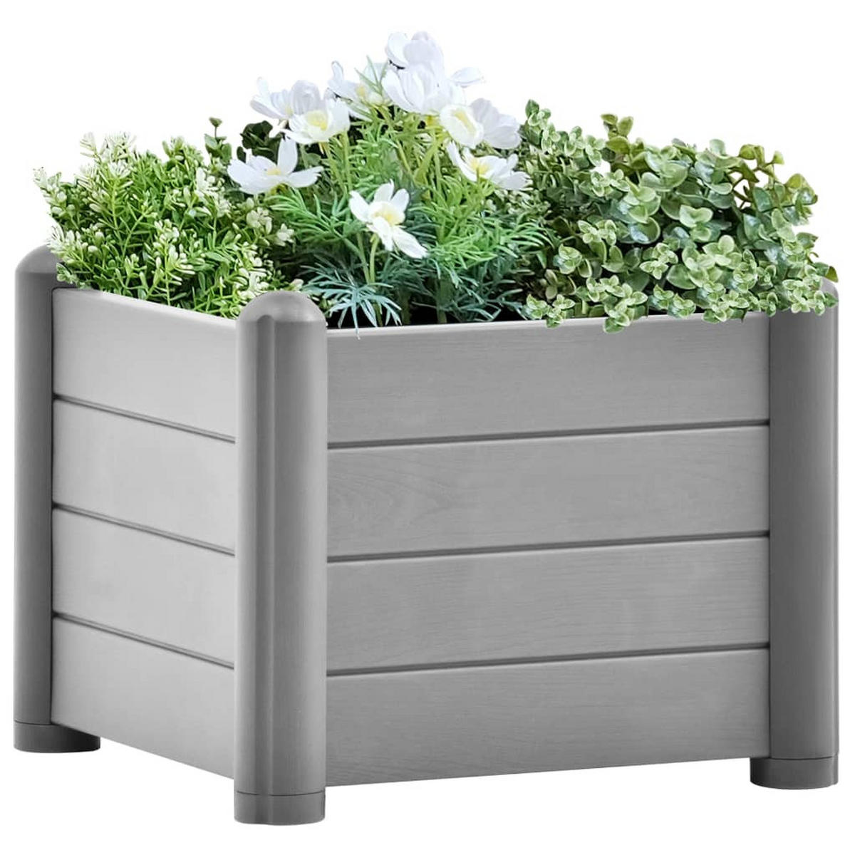 GARTEN-HOCHBEET PP Stein Grau 43x43x35 cm - Grau, Kunststoff (43/35/43cm) - furnicato
