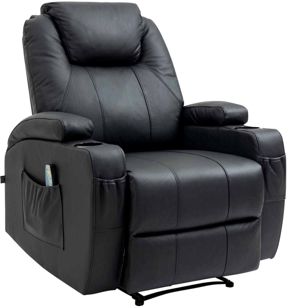 SESSEL Echtleder schwarz - Schwarz, Leder/Metall (83/105/94cm) - CLP