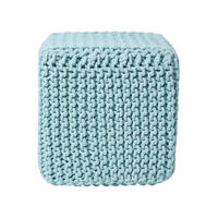 STRICK-POUF pastellblau, Sitzwürfel 35/35/35 cm - Hellblau, Textil (35/35/35cm) - Homescapes