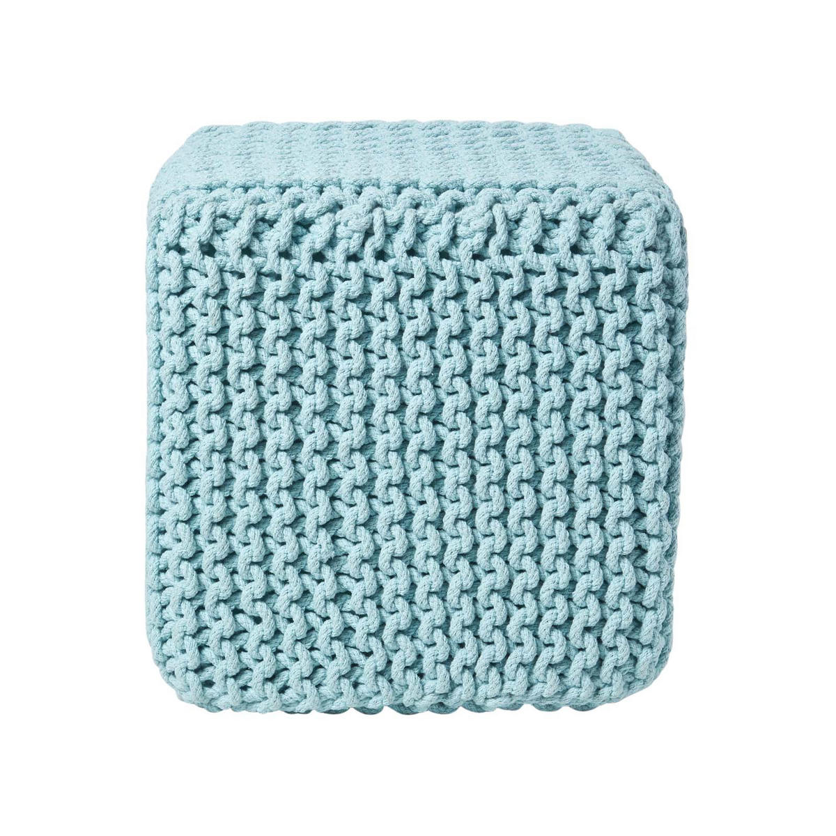 STRICK-POUF pastellblau, Sitzwürfel 35/35/35 cm - Hellblau, Textil (35/35/35cm) - Homescapes