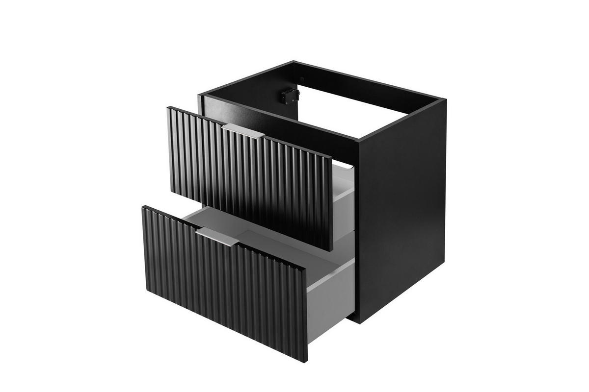 WASCHBECKUNTERSCHRANK, Schwarz, 60 x 57 x 46 cm, silberner Griff, ohne Arbeitsplatte - Silberfarben/Schwarz, Holzwerkstoff (60/57/46cm) - 3XE LIVING