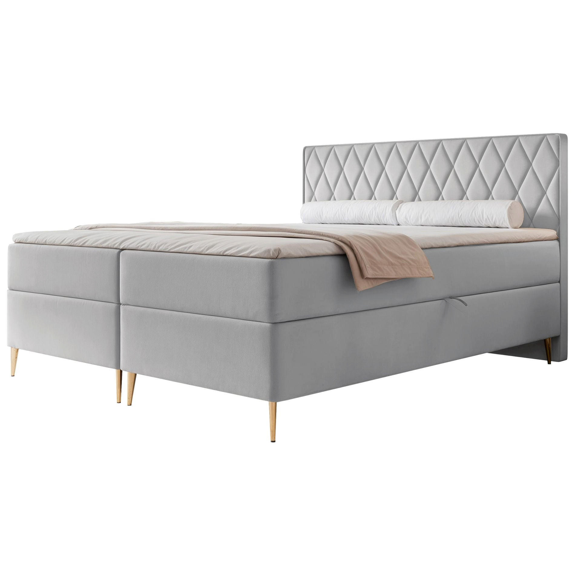 BOXBETT Caresso Taubengrau, Velours, 160x200 cm - Goldfarben/Grau, Textil/Metall (160/200cm) - Selsey