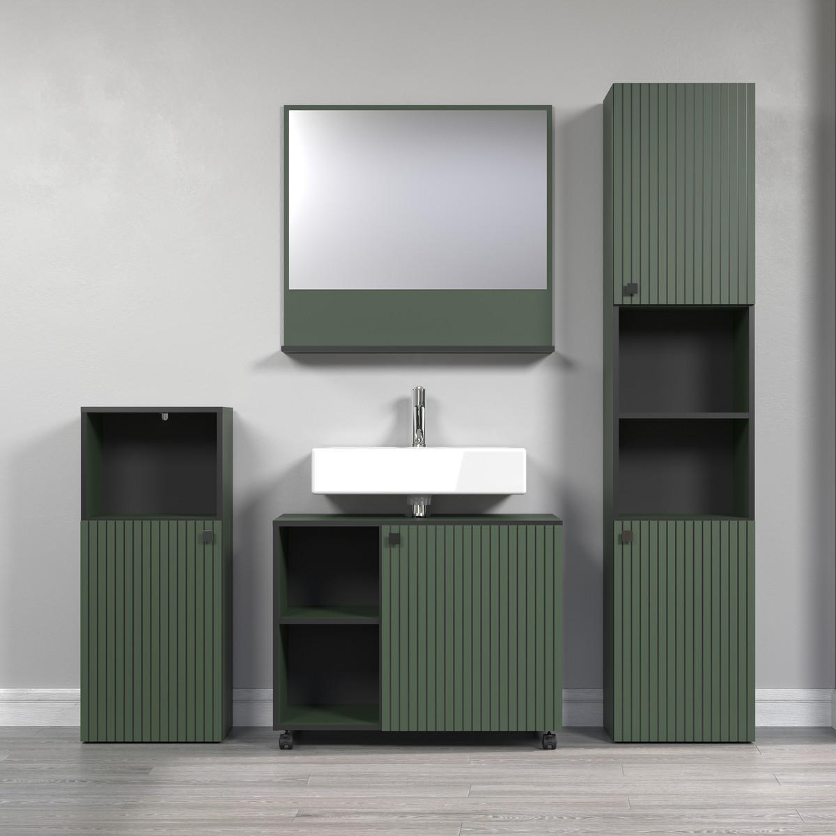 WANDSPIEGEL PureBliss Grün - Grün, Holzwerkstoff (80/74/14cm) - Trendteam