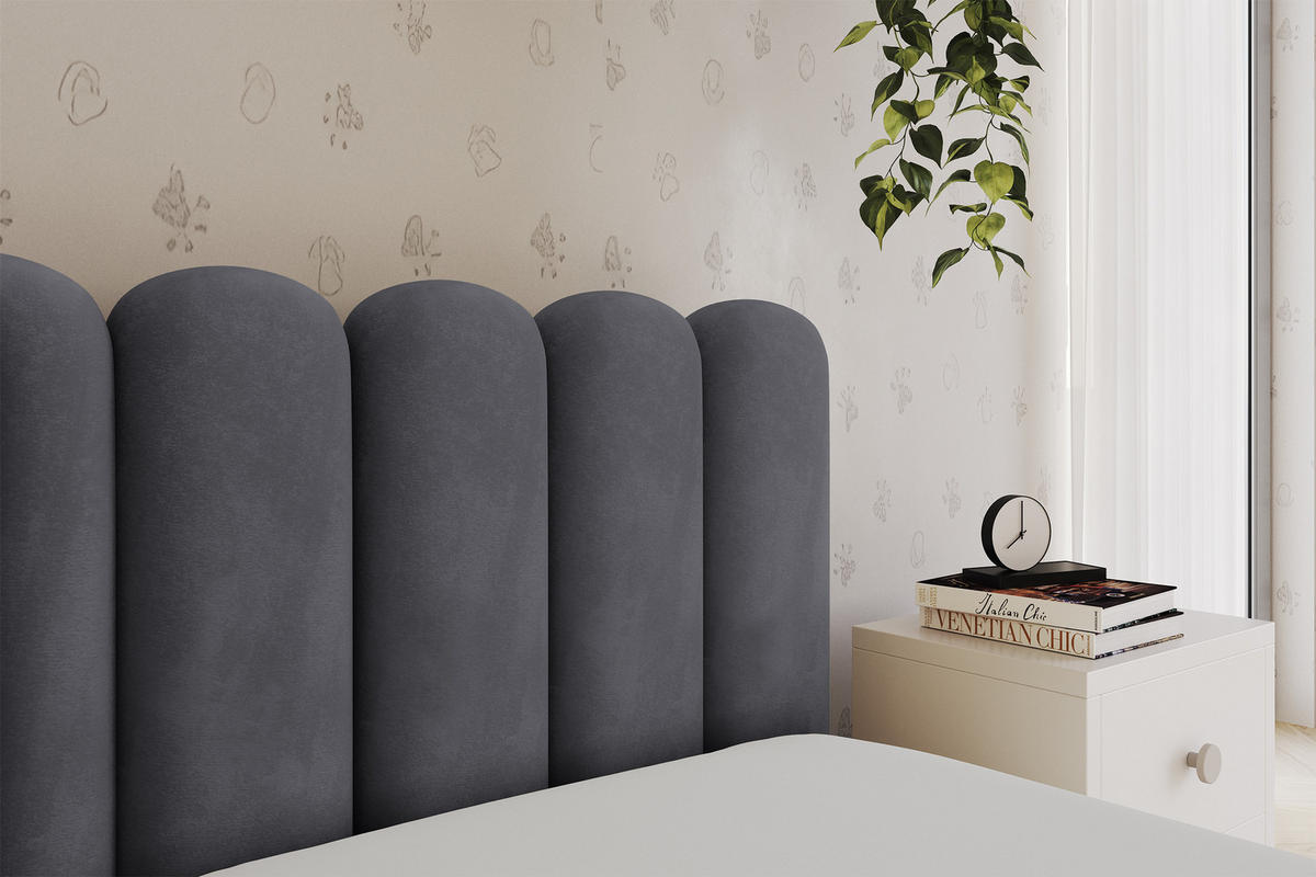 EINZELLBETT Jugendbett mit Bettkasten und Matratze H3/H4, Links - HUGY 100x200 Dunkelgrau - Dunkelgrau, Holzwerkstoff/Textil (100/200cm) - ALTDECOR