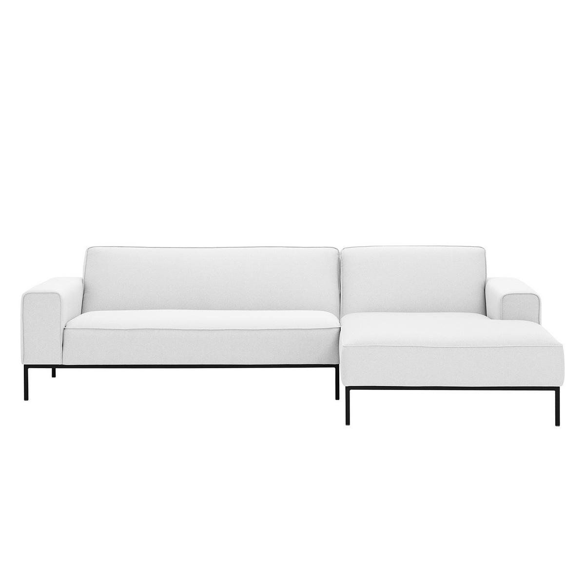 ECKSOFA mit Longchair - Webstoff - Schwarz/Weiß, Textil (264/168cm) - home24