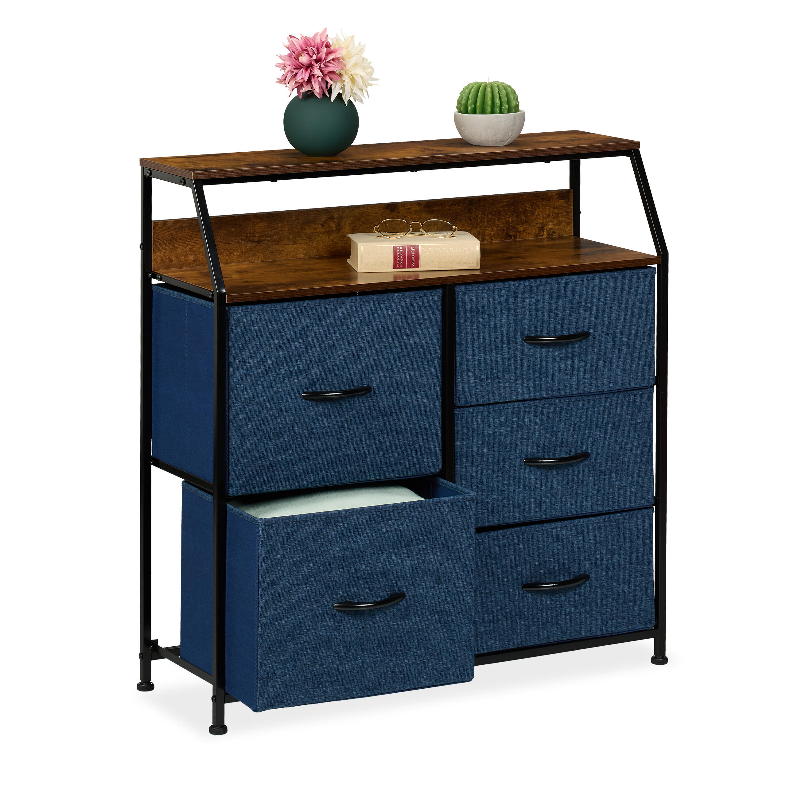 KOMMODE - Multicolor/Schwarz, Holz/Holzwerkstoff (84/87/30cm) - Relaxdays