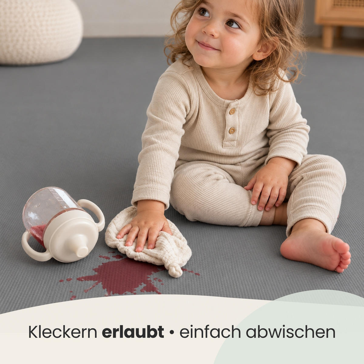SPIELMATTE Uni - 50x50x1 cm - Puzzlematte Grau - Grau, Kunststoff (50/50cm) - Littletom