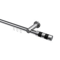 INNENLAUF-GARDINENSTANGEN-SET Platon Mavell 120 cm, 1-läufig, 20 mm Ø Chrom - Chromfarben/Schwarz, Metall (120cm) - INTERDECO