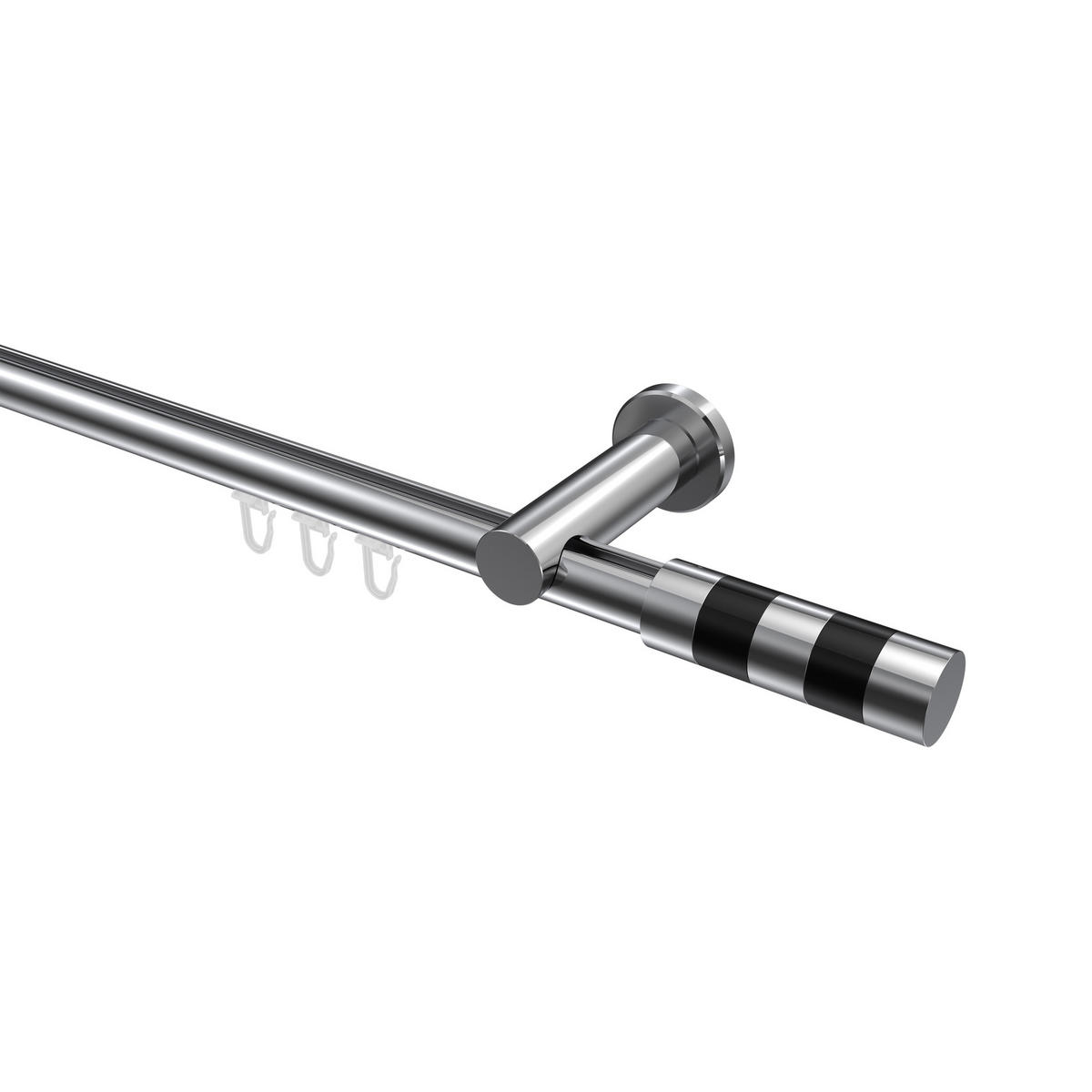 INNENLAUF-GARDINENSTANGEN-SET Platon Mavell 120 cm, 1-läufig, 20 mm Ø Chrom - Chromfarben/Schwarz, Metall (120cm) - INTERDECO