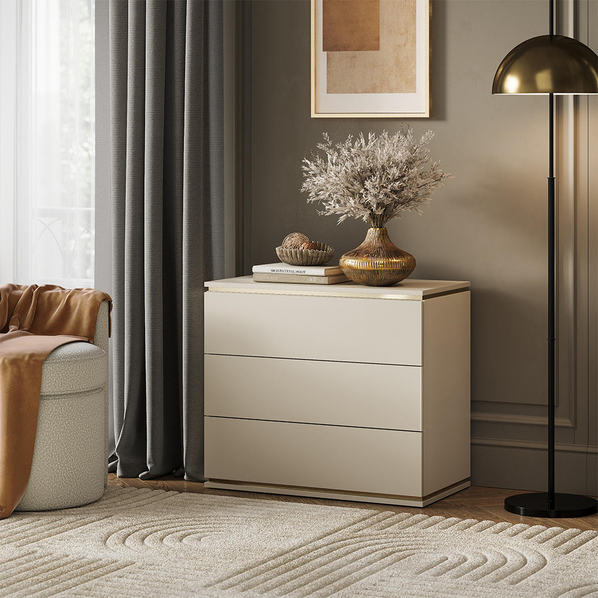 KREDENC Linette Zlatá - zlatá/kašmírová, kompozitní dřevo (80/70/42cm) - Vicco