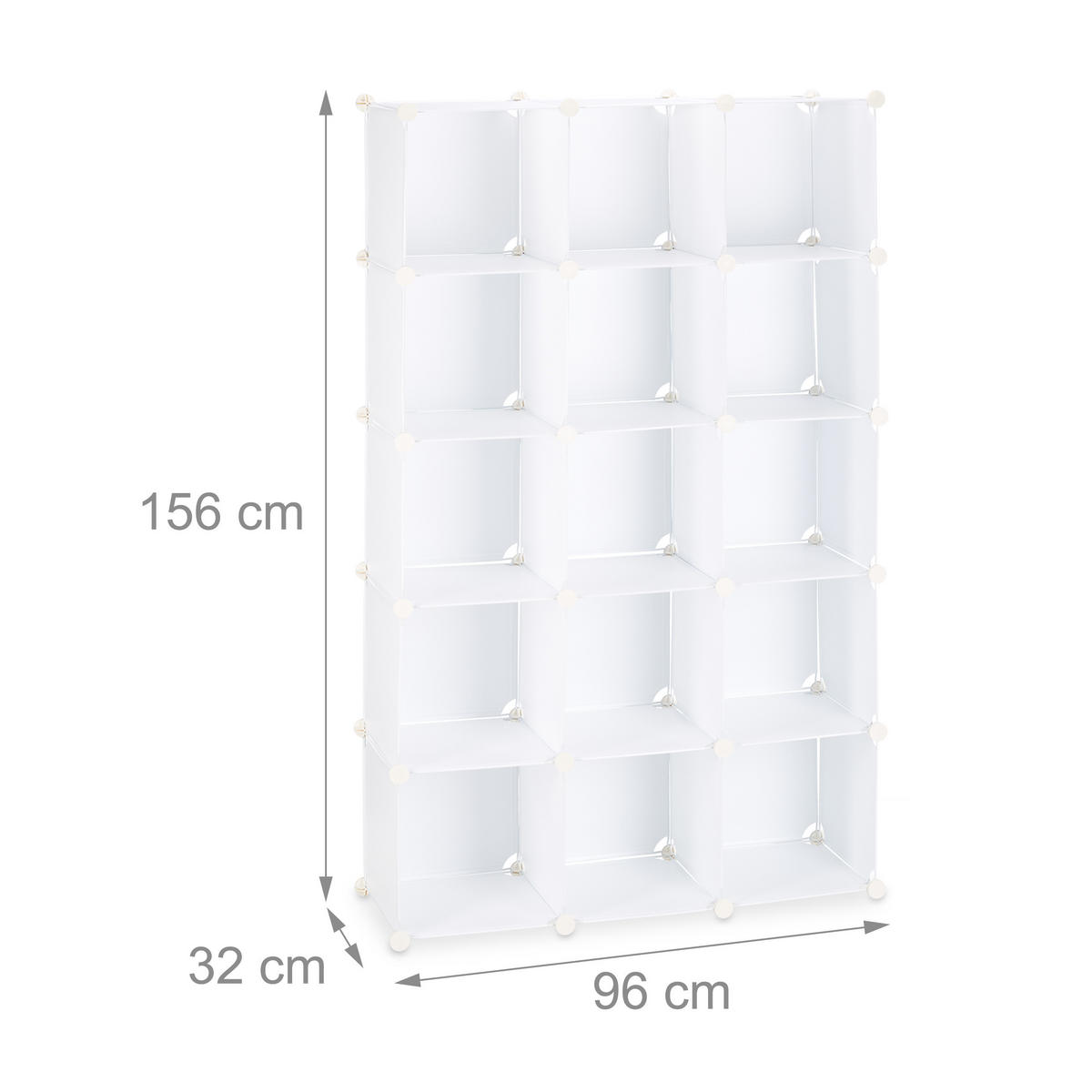 STECKREGAL - Weiß, Kunststoff/Metall (96/156/32cm) - Relaxdays