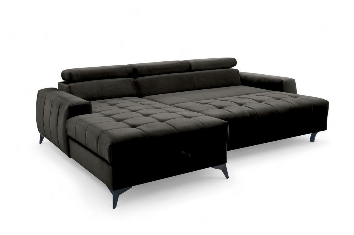 ECKSOFA Agnesa Xs In Salvador - Schwarz, Holzwerkstoff/Textil (260/200cm) - Fun Möbel