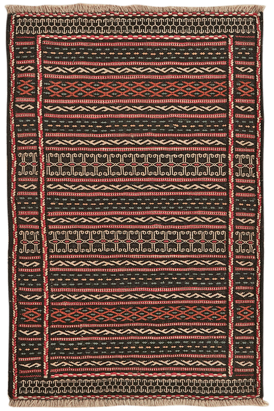 Looma Kelim-Teppich Schwarz 61x93 cm
