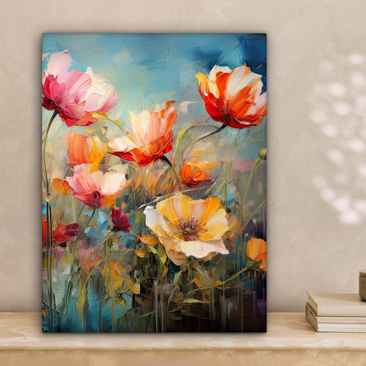 LEINWANDBILD Blumen - Aquarell - Kunst - Botanisch - Natur Room Decor 30x40 cm - Orange, Textil (30/40cm) - MuchoWow