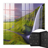SCHLÜSSELBOX Schwarz 30x30 cm- Türöffnung nach rechts - Bergwasserfall - Grün, Metall (30/30/5cm) - TULUP