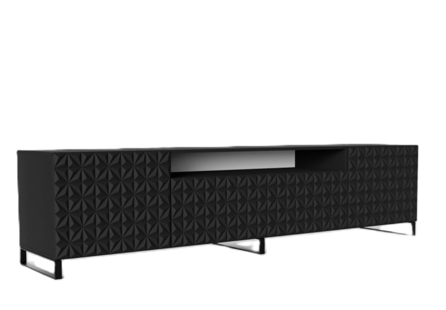 TV-LOWBOARD Schwarz ALI Mit Dekorativen Fronten Für Fernseher 200 cm - Schwarz, Holzwerkstoff (200/53/41cm) - Sepro Meble