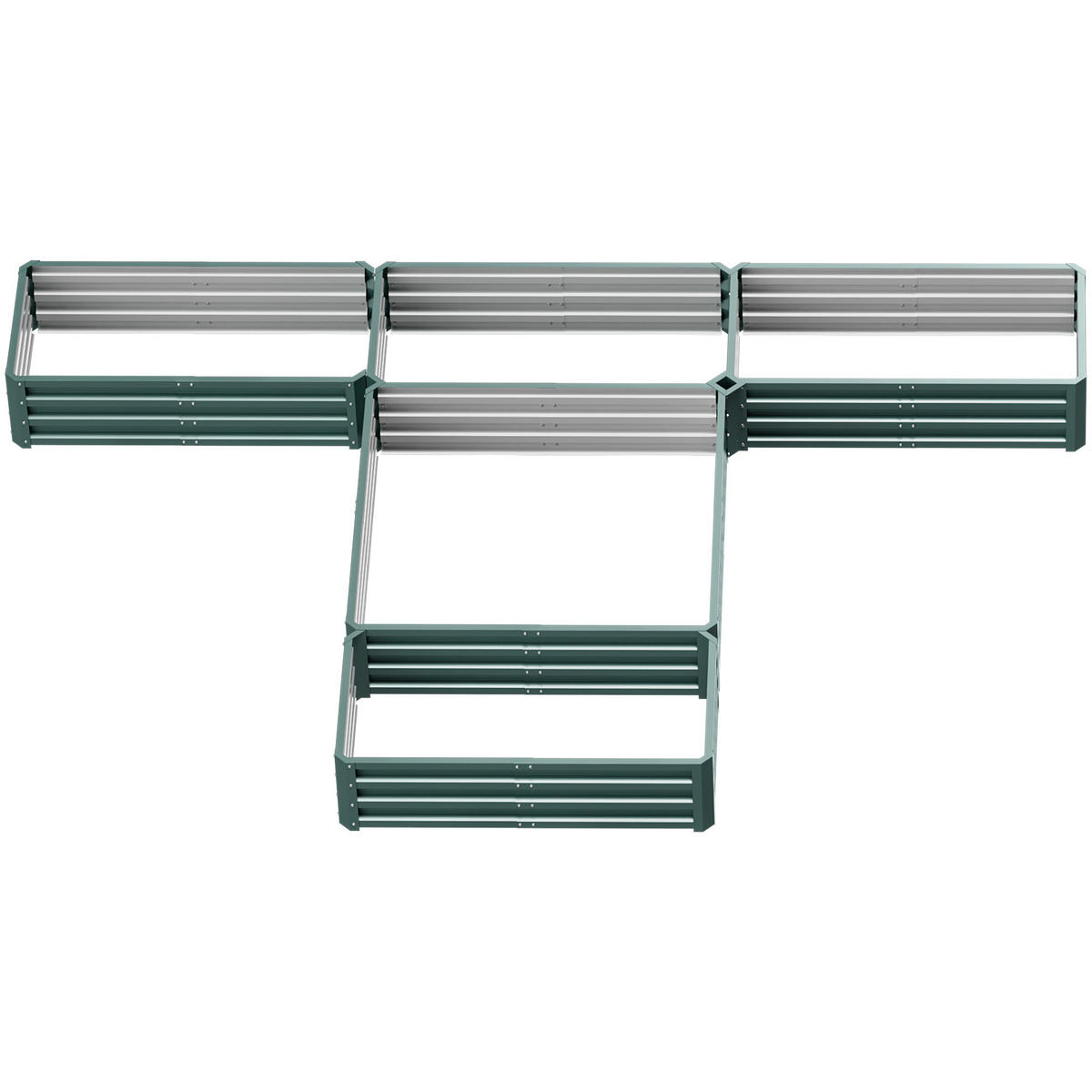 HOCHBEET-SET DE-12136 modulares 5er-Set aus Stahl, 121/116/31 cm Grün - Grün, Metall (245/31/242cm) - ComfortXL