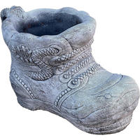 STEINFIGUR Pflanzschale Stiefel XL frostfest Steinguss - Grau, Stein (22/24/39cm) - stoneandstyle
