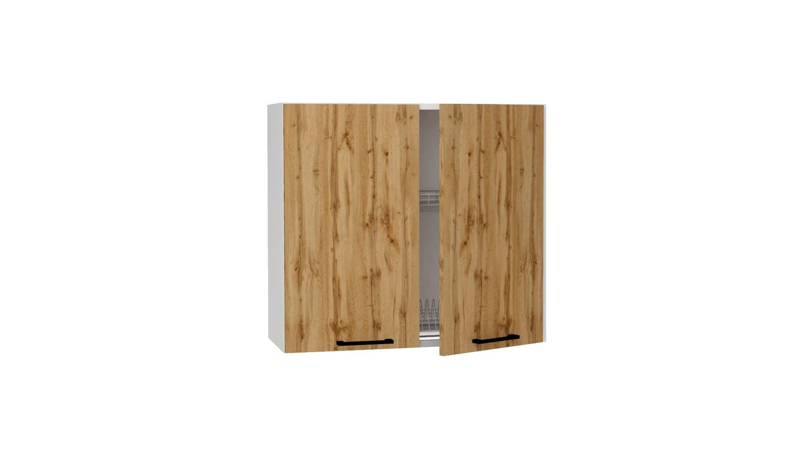 HÄNGESCHRANK mit Geschirrtrockner W80SU ( S1600/111 ) – BONO – Moderne Küchen Ästhetik – Gold / Eiche - Eichefarben, Holzwerkstoff (80/72/30cm) - ROYAL24_MARKT