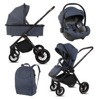KINDERWAGEN Castor 3in1 Grau Babywanne, Buggy Sportsitz, Babyschale I-Size - Schwarz/Grau, Textil/Metall (58/99cm) - BabyLux