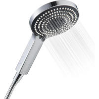 DUSCHKOPF mit Schlauch 130 mm 6 Strahlarten Wassersparend Chrom - Silberfarben, Metall (5.5/12.7/23cm)
