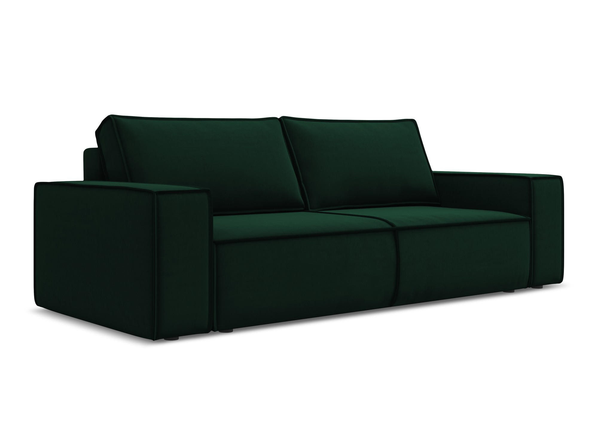 3-SITZER SOFA mit Schlaffunktion Samt Stoff Grün - Dunkelgrün/Schwarz, Kunststoff/Textil (255/85/105cm) - Makamii