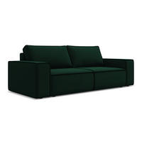 3-SITZER SOFA mit Schlaffunktion Samt Stoff Grün - Dunkelgrün/Schwarz, Kunststoff/Textil (255/85/105cm) - Makamii