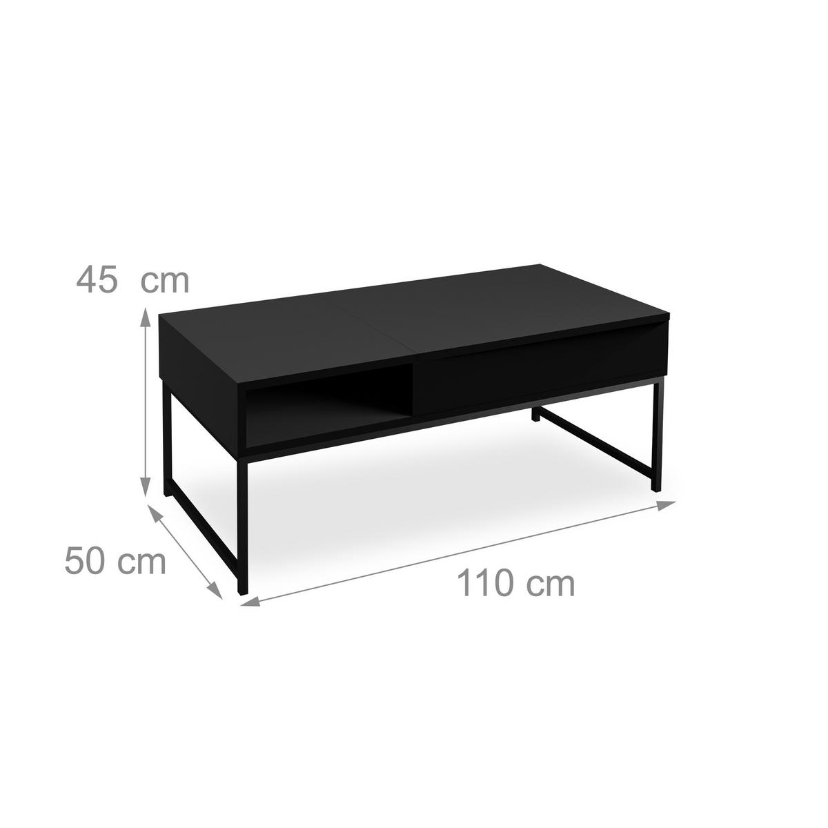 COUCHTISCH - Schwarz, Metall (50/110/56cm) - Relaxdays